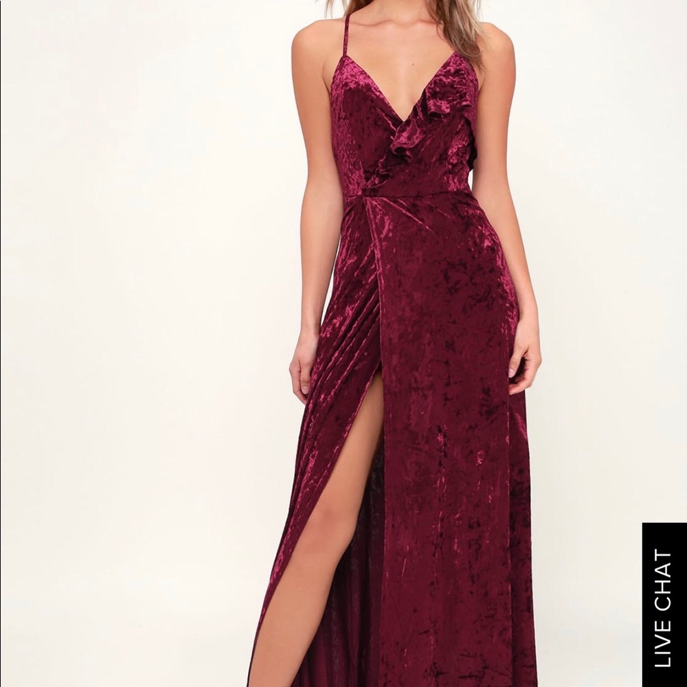 Burgundy Velvet Maxi Dress from Lulus